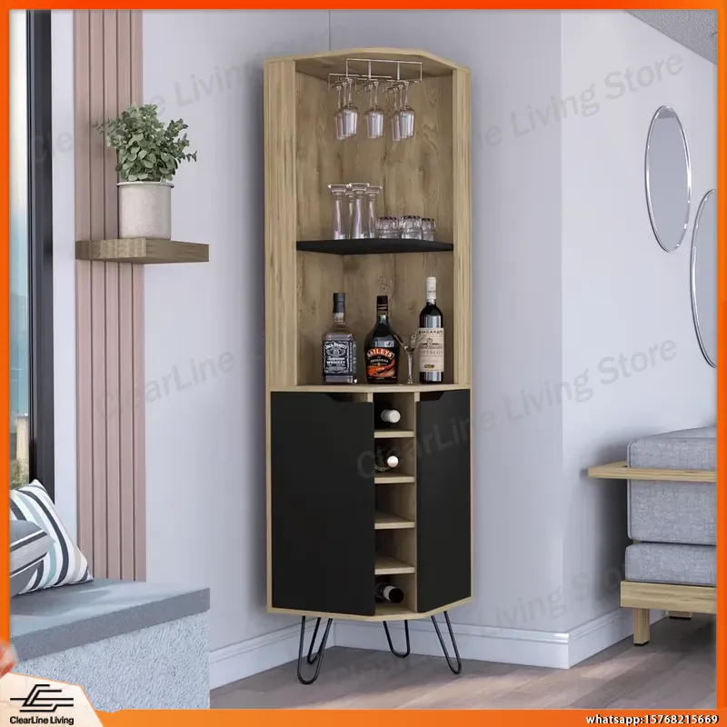 Home Bar Shelf - Mueble Bar Esquinero con 6 Botelleros